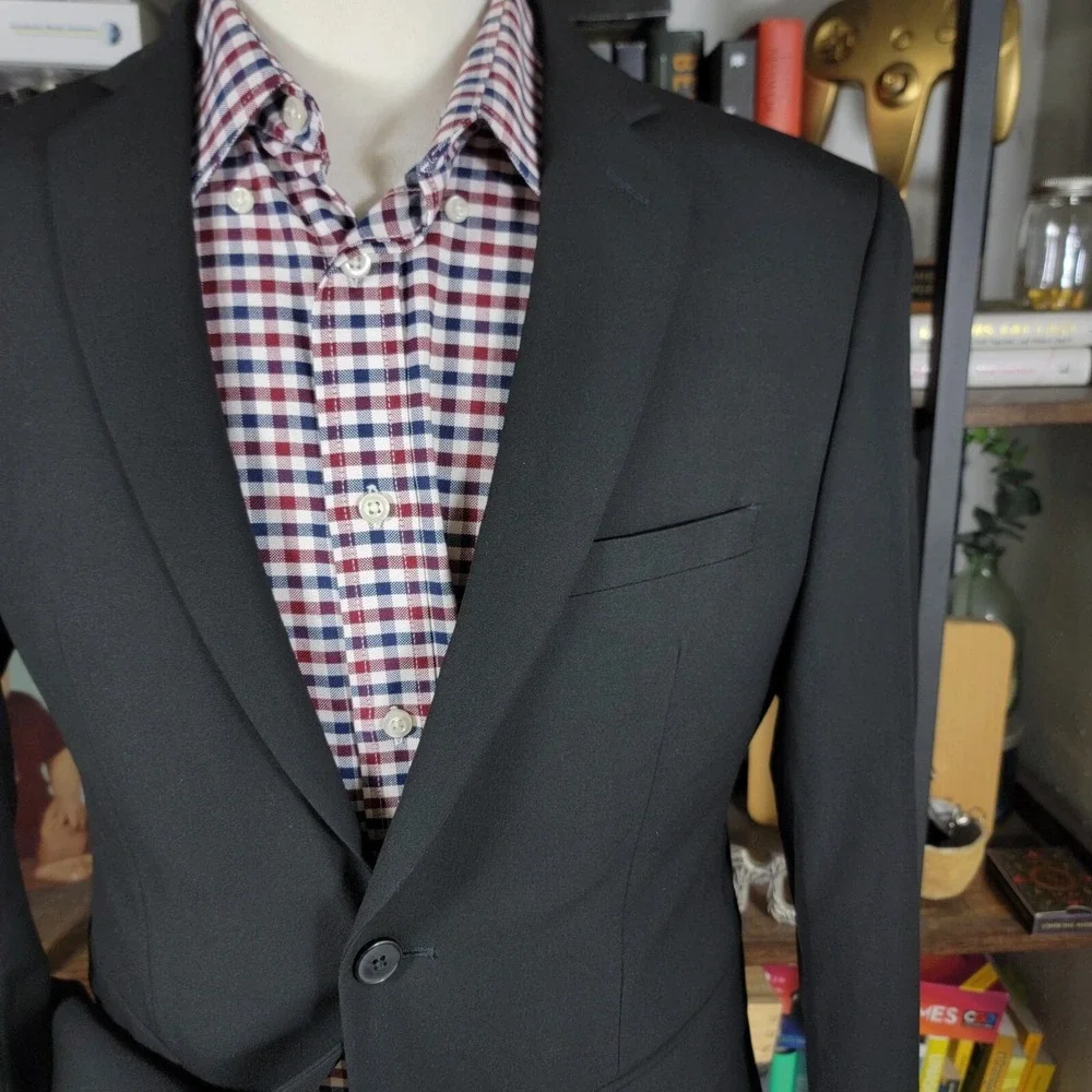 Van Heusen Flex Men's Sport Coat Blazer Two Button BLACK Slim‎ Fit Size 40S